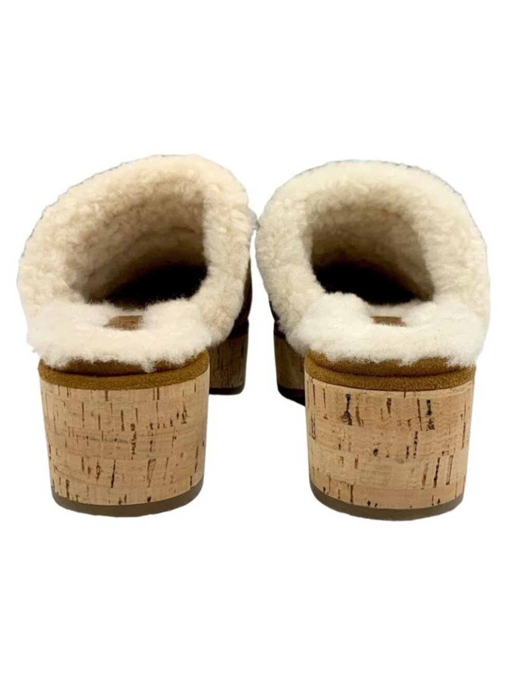 Chanel Sandals Shoes Suede Mouton Cork Brown Gold Clog Mules Turnlock Coco Mark - Picture 5 of 10